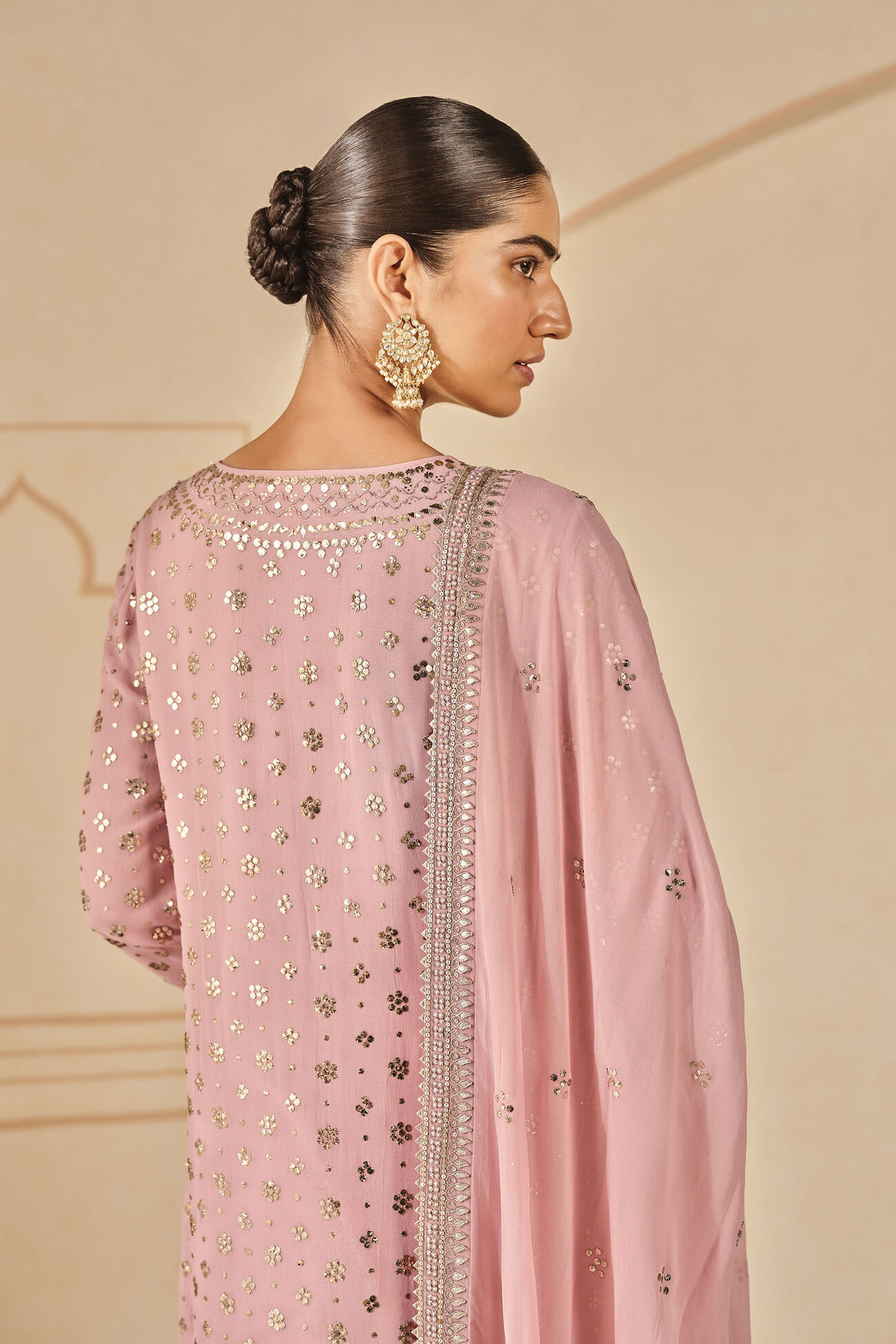 Zynah Handcrafted Badla Sharara Set - Blush, Blush, image 7